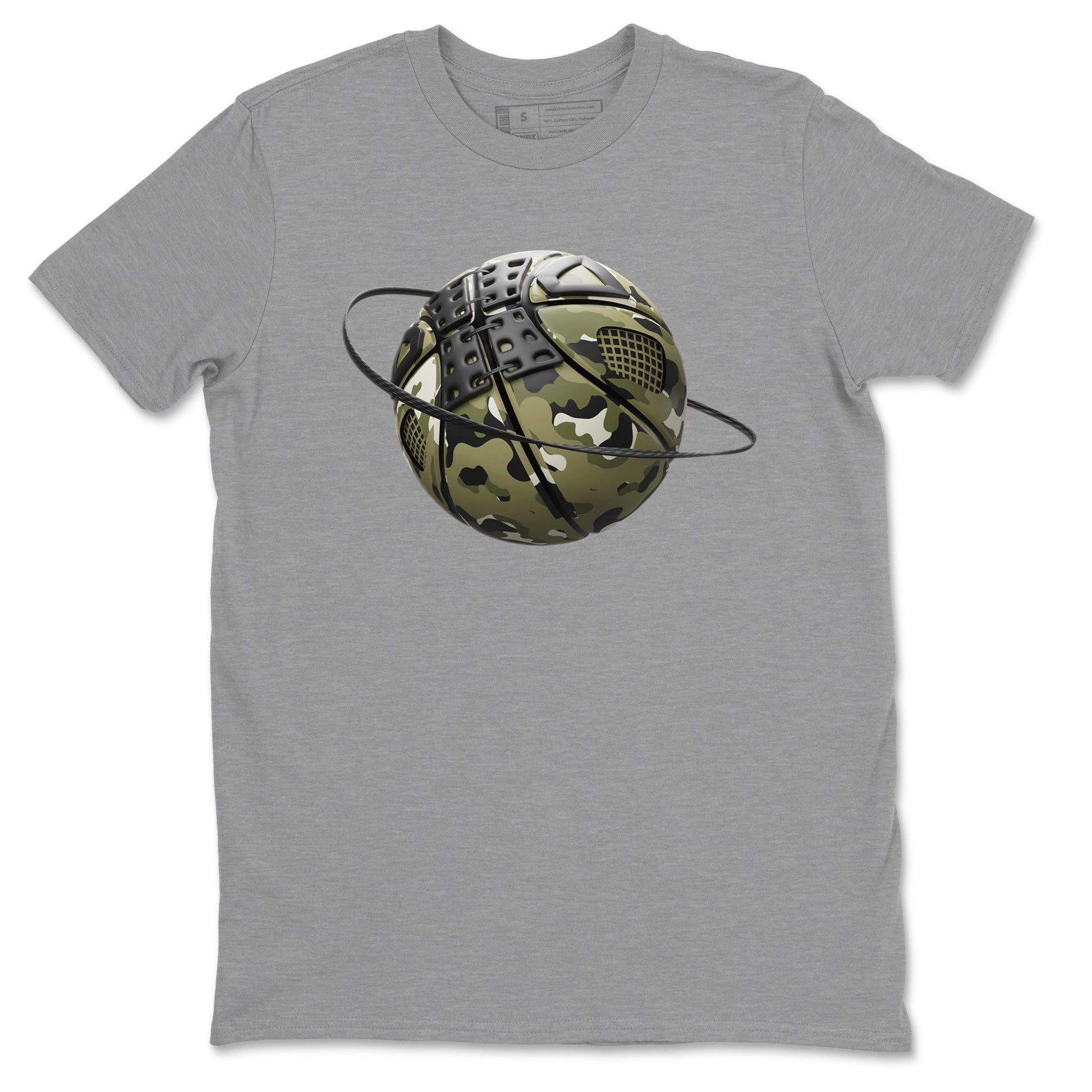 Air Jordan 4 Medium Olive shirt to match jordans Camo Basketball Planet sneaker tees AJ4Medium Olive SNRT Sneaker Release Tees Unisex Heather Grey 2 T-Shirt