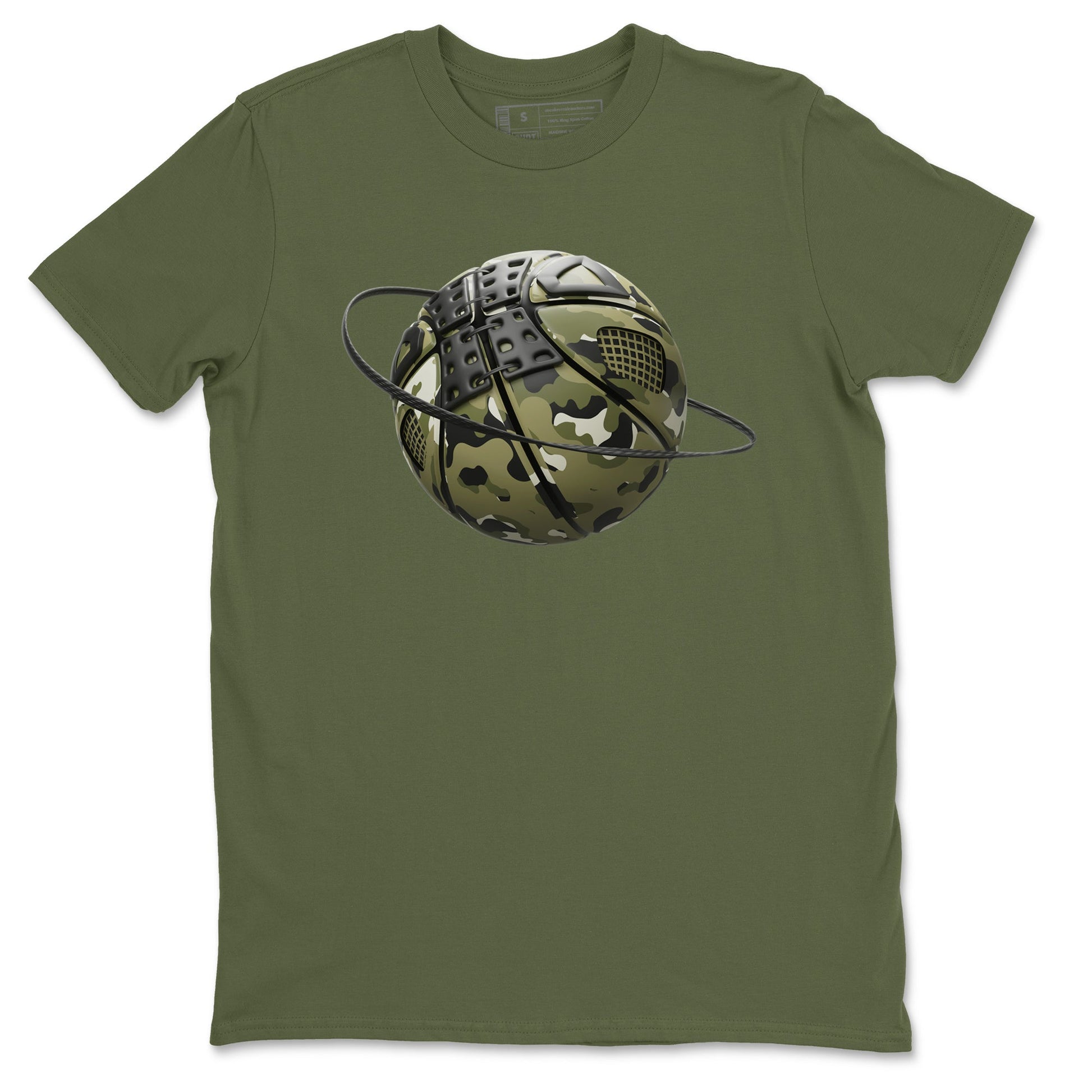 Air Jordan 4 Medium Olive shirt to match jordans Camo Basketball Planet sneaker tees AJ4Medium Olive SNRT Sneaker Release Tees Unisex Military Green 2 T-Shirt