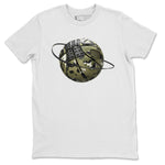 Air Jordan 4 Medium Olive shirt to match jordans Camo Basketball Planet sneaker tees AJ4Medium Olive SNRT Sneaker Release Tees Unisex White 2 T-Shirt