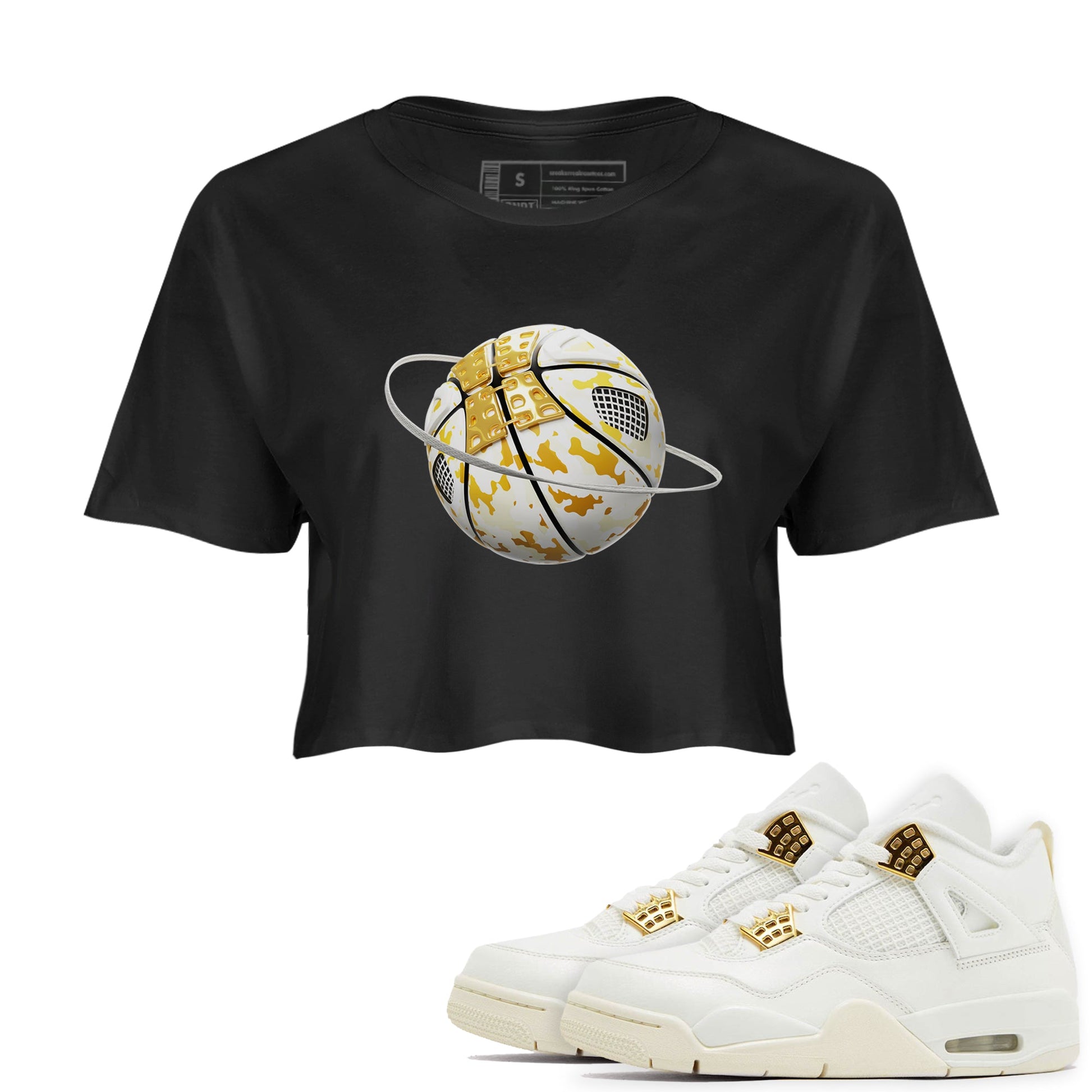 4s Sail shirt to match jordans Camo Basketball Planet sneaker tees Air Jordan 4 Sail SNRT Sneaker Release Tees Black 1 crop length shirt