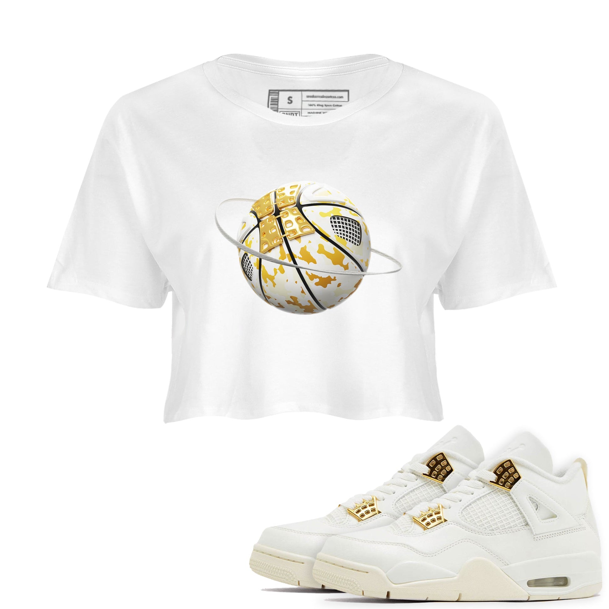 4s Sail shirt to match jordans Camo Basketball Planet sneaker tees Air Jordan 4 Sail SNRT Sneaker Release Tees White 1 crop length shirt