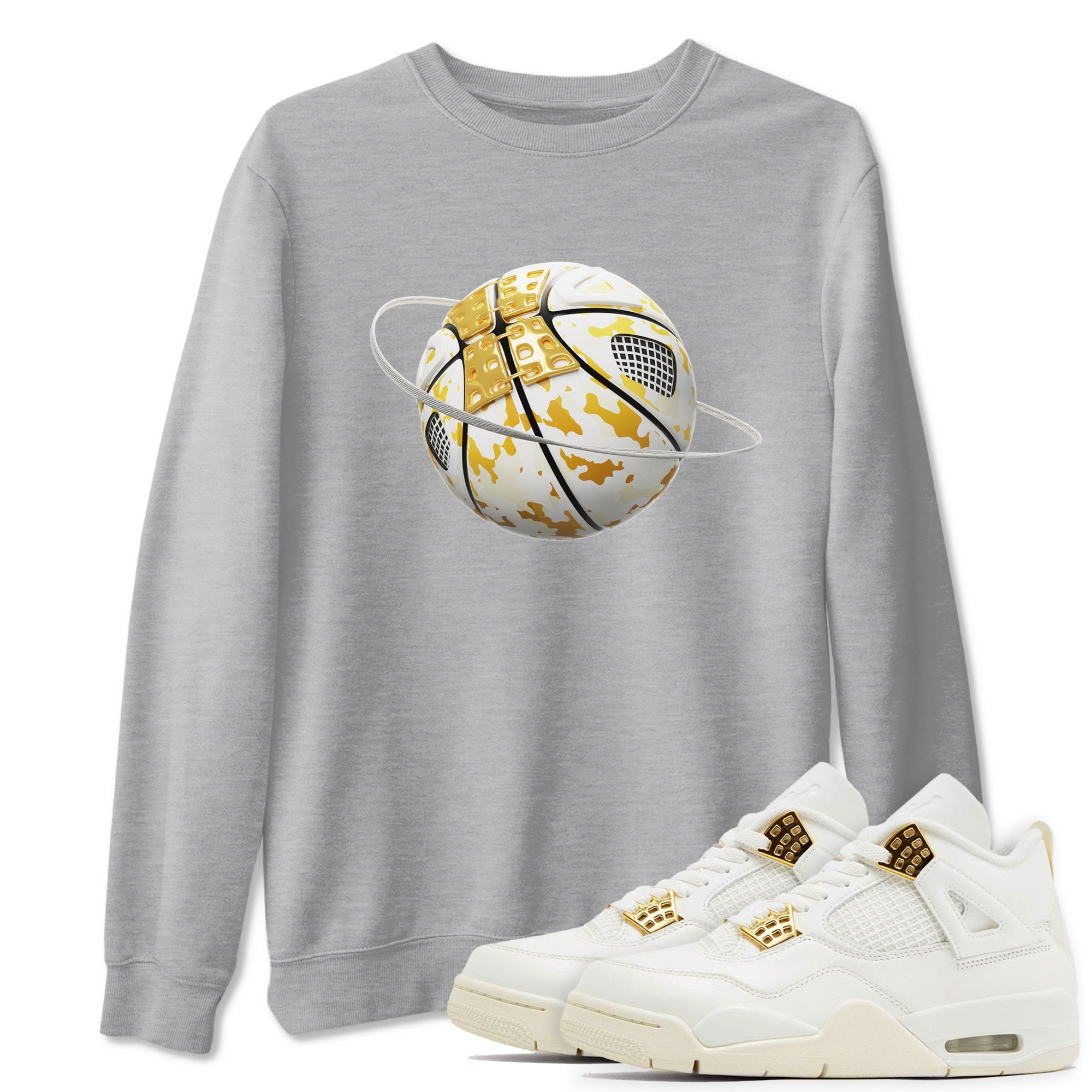 4s Sail shirt to match jordans Camo Basketball Planet sneaker tees Air Jordan 4 Sail SNRT Sneaker Release Tees unisex cotton Heather Grey 1 crew neck shirt