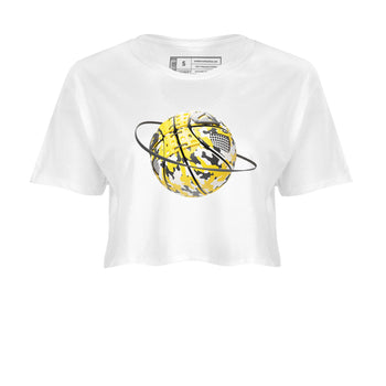 AJ4 Vivid Sulfur shirt to match jordans Camo Basketball Planet sneaker tees Air Jordan 4 Vivid Sulfur SNRT Sneaker Release Tees White 2 crop length shirt