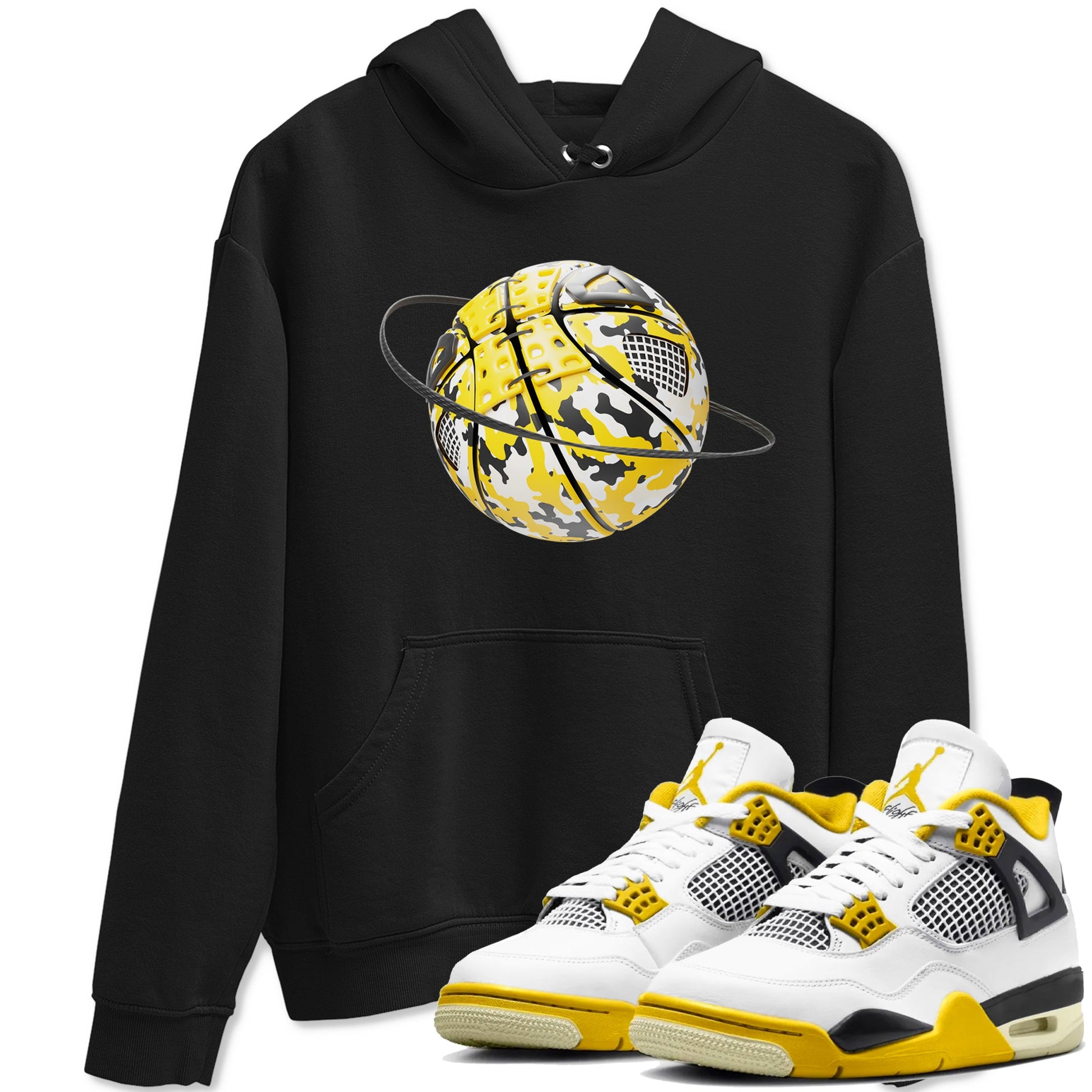AJ4 Vivid Sulfur shirt to match jordans Camo Basketball Planet sneaker tees Air Jordan 4 Vivid Sulfur SNRT Sneaker Release Tees unisex cotton Black 1 crew neck shirt