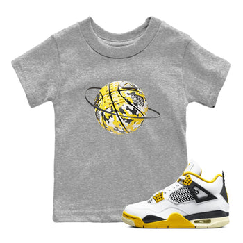 AJ4 Vivid Sulfur shirt to match jordans Camo Basketball Planet sneaker tees Air Jordan 4 Vivid Sulfur SNRT sneaker release tees baby toddler Heather Grey 1 cotton Shirt