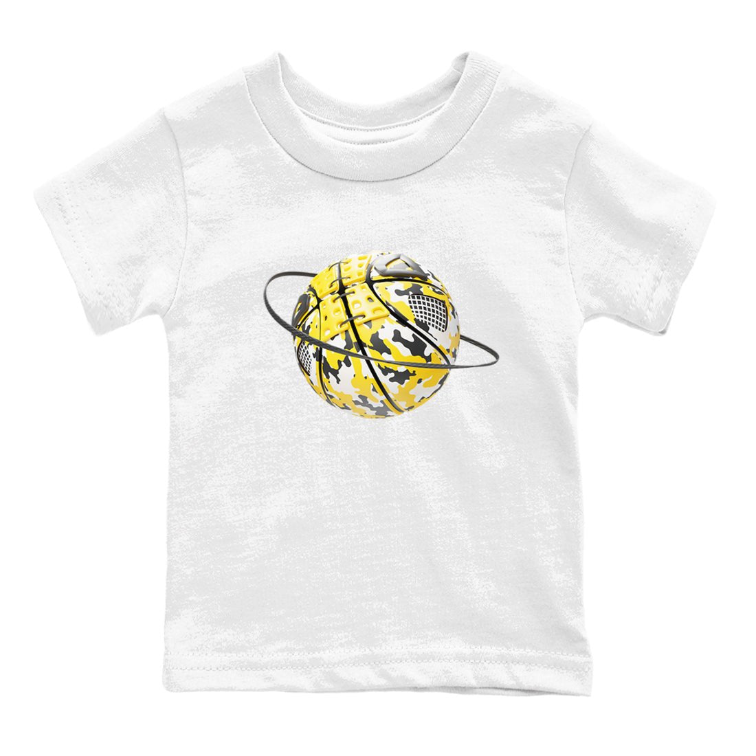 AJ4 Vivid Sulfur shirt to match jordans Camo Basketball Planet sneaker tees Air Jordan 4 Vivid Sulfur SNRT sneaker release tees baby toddler White 2 cotton Shirt