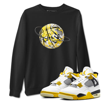 AJ4 Vivid Sulfur shirt to match jordans Camo Basketball Planet sneaker tees Air Jordan 4 Vivid Sulfur SNRT Sneaker Release Tees unisex cotton Black 1 crew neck shirt