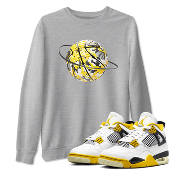 AJ4 Vivid Sulfur shirt to match jordans Camo Basketball Planet sneaker tees Air Jordan 4 Vivid Sulfur SNRT Sneaker Release Tees unisex cotton Heather Grey 1 crew neck shirt