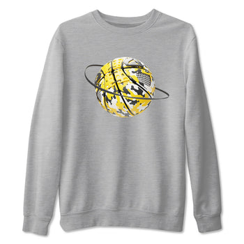 AJ4 Vivid Sulfur shirt to match jordans Camo Basketball Planet sneaker tees Air Jordan 4 Vivid Sulfur SNRT Sneaker Release Tees unisex cotton Heather Grey 2 crew neck shirt