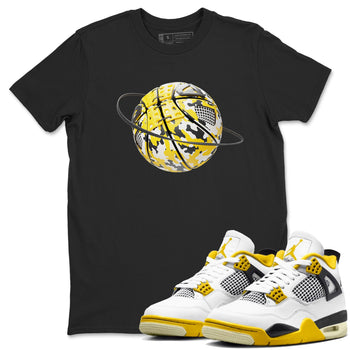 AJ4 Vivid Sulfur shirt to match jordans Camo Basketball Planet sneaker tees Air Jordan 4 Vivid Sulfur SNRT Sneaker Release Tees unisex cotton Black 1 crew neck shirt