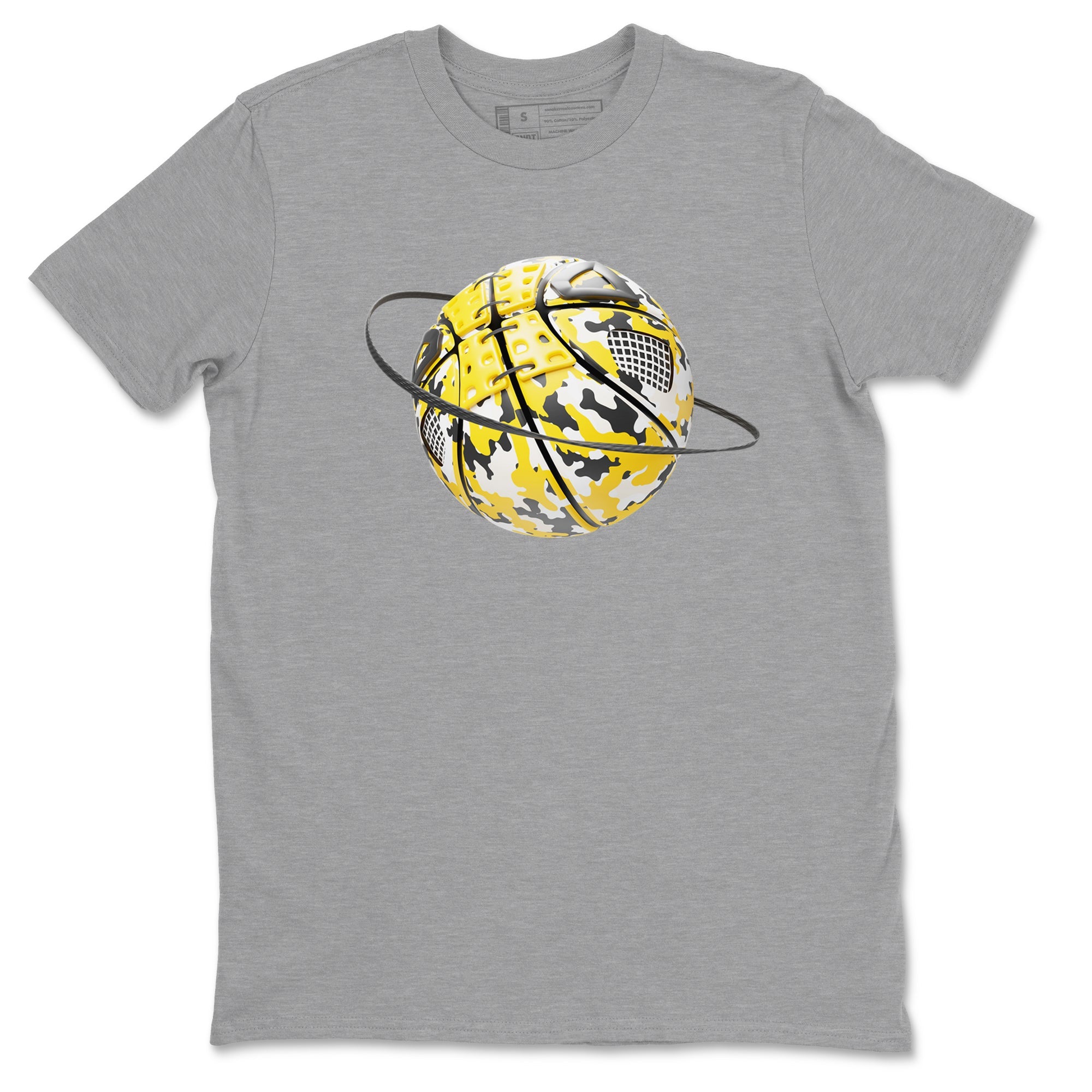 AJ4 Vivid Sulfur shirt to match jordans Camo Basketball Planet sneaker tees Air Jordan 4 Vivid Sulfur SNRT Sneaker Release Tees unisex cotton Heather Grey 2 crew neck shirt