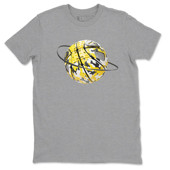 AJ4 Vivid Sulfur shirt to match jordans Camo Basketball Planet sneaker tees Air Jordan 4 Vivid Sulfur SNRT Sneaker Release Tees unisex cotton Heather Grey 2 crew neck shirt