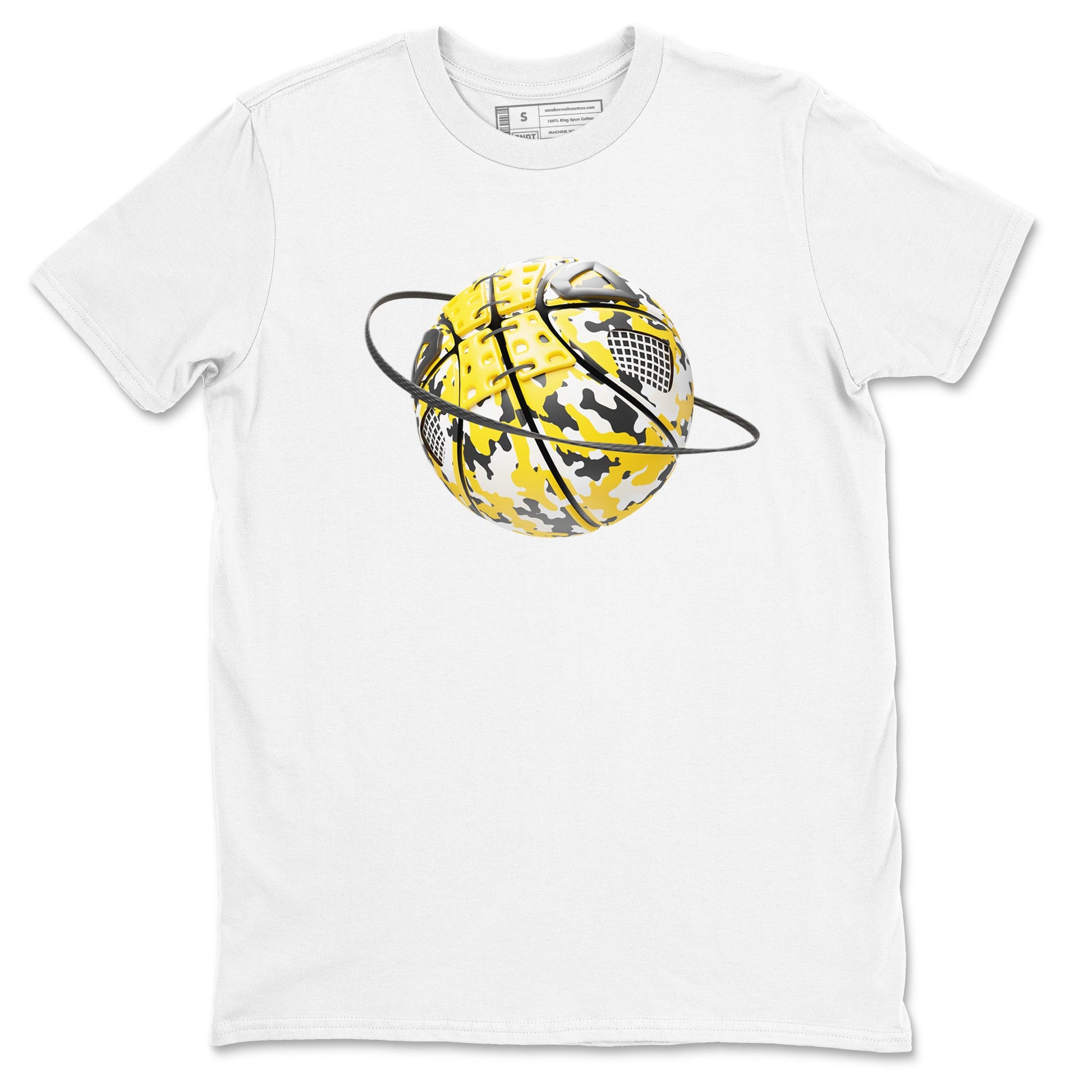 AJ4 Vivid Sulfur shirt to match jordans Camo Basketball Planet sneaker tees Air Jordan 4 Vivid Sulfur SNRT Sneaker Release Tees unisex cotton White 2 crew neck shirt