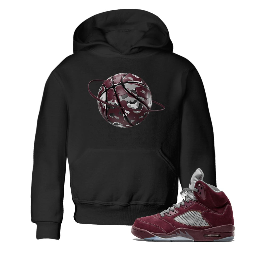 Air Jordan 5 Burgundy shirt to match jordans Camo Basketball Planet sneaker tees AJ5 Burgundy SNRT Sneaker Release Tees Baby Toddler Black 1 T-Shirt
