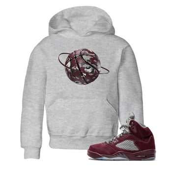Air Jordan 5 Burgundy shirt to match jordans Camo Basketball Planet sneaker tees AJ5 Burgundy SNRT Sneaker Release Tees Baby Toddler Heather Grey 1 T-Shirt