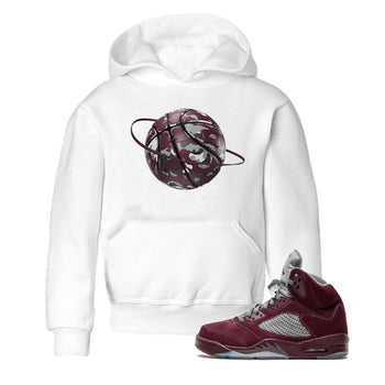 Air Jordan 5 Burgundy shirt to match jordans Camo Basketball Planet sneaker tees AJ5 Burgundy SNRT Sneaker Release Tees Baby Toddler White 1 T-Shirt