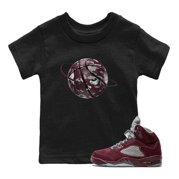 Air Jordan 5 Burgundy shirt to match jordans Camo Basketball Planet sneaker tees AJ5 Burgundy SNRT Sneaker Release Tees Baby Toddler Black 1 T-Shirt