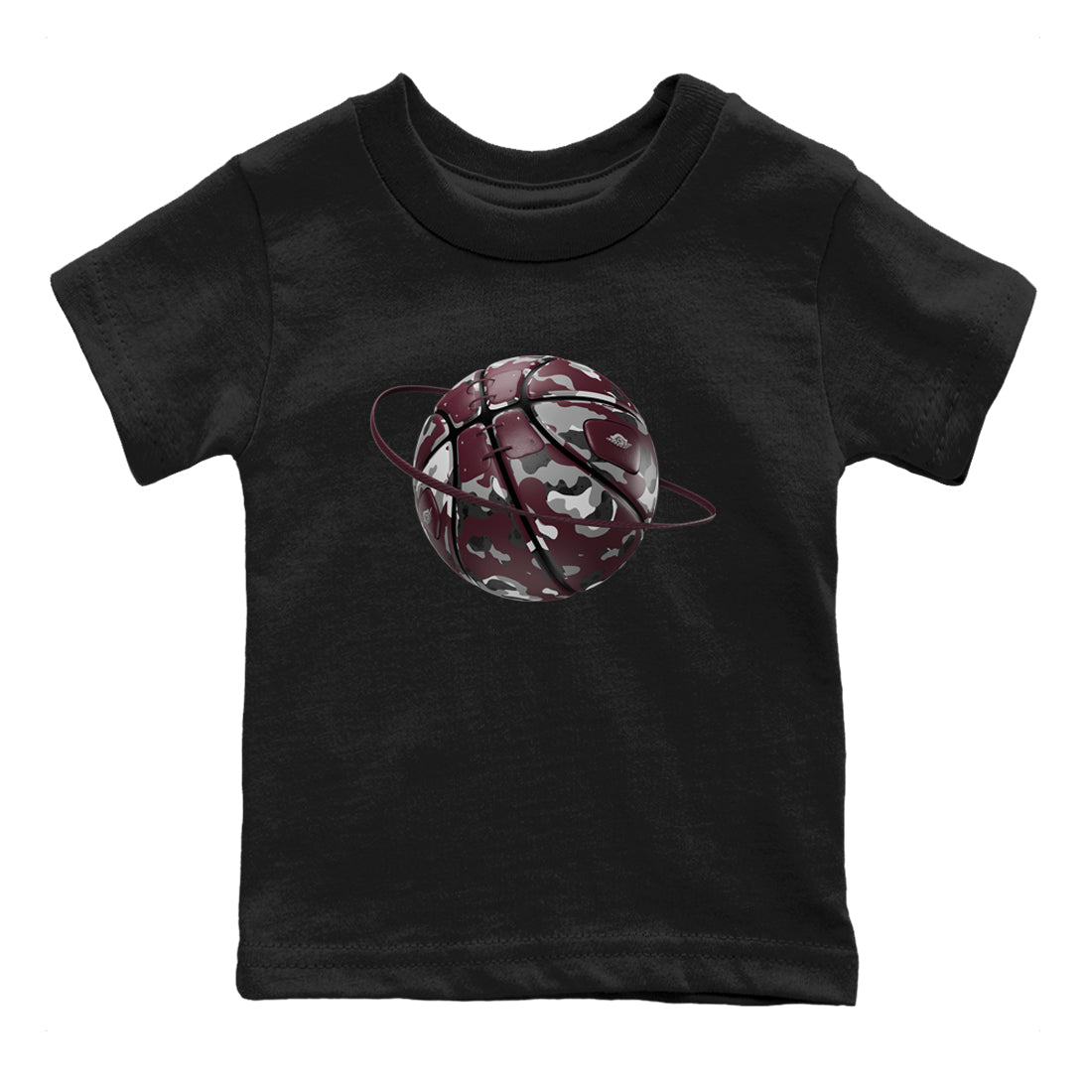 Air Jordan 5 Burgundy shirt to match jordans Camo Basketball Planet sneaker tees AJ5 Burgundy SNRT Sneaker Release Tees Baby Toddler Black 2 T-Shirt