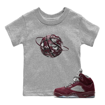Air Jordan 5 Burgundy shirt to match jordans Camo Basketball Planet sneaker tees AJ5 Burgundy SNRT Sneaker Release Tees Baby Toddler Heather Grey 1 T-Shirt