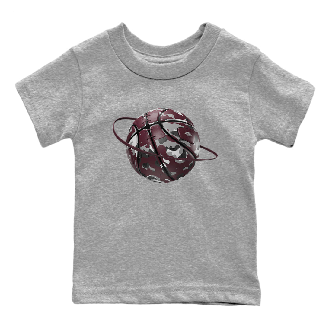 Air Jordan 5 Burgundy shirt to match jordans Camo Basketball Planet sneaker tees AJ5 Burgundy SNRT Sneaker Release Tees Baby Toddler Heather Grey 2 T-Shirt