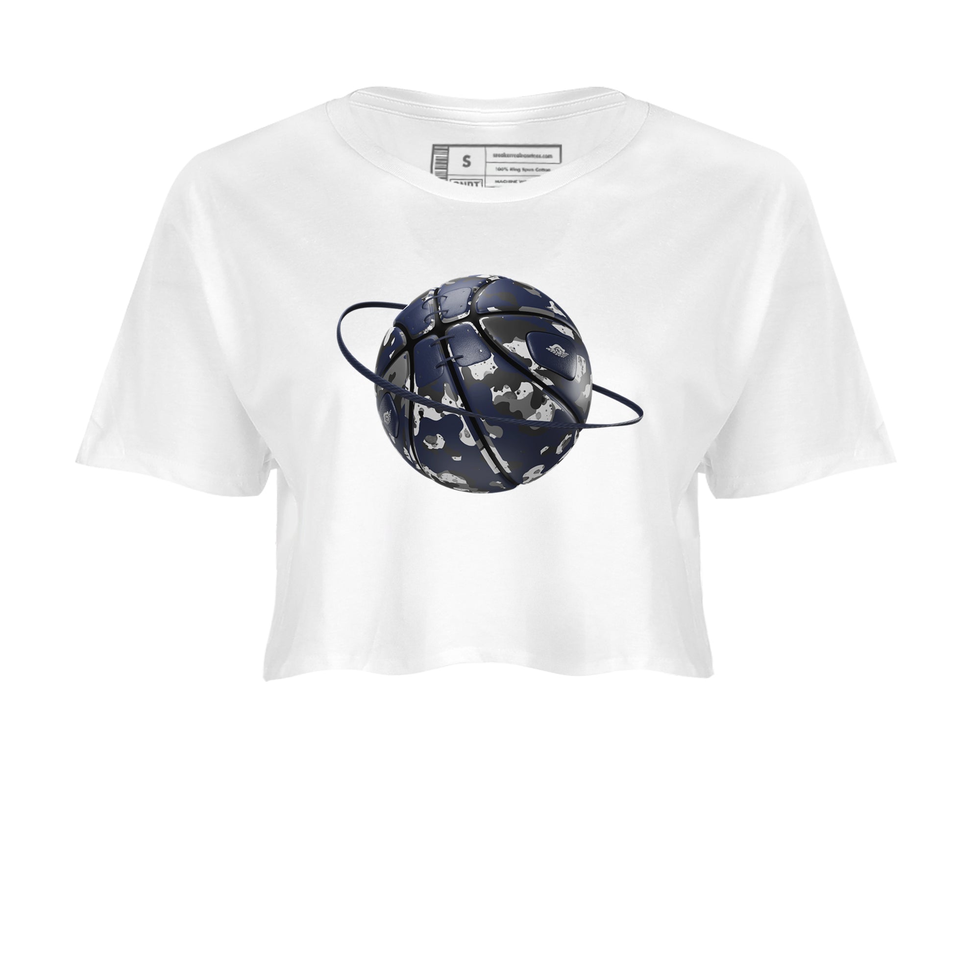 Air Jordan 5 Georgetown shirt to match jordans Camo Basketball Planet sneaker tees AJ5 Georgetown SNRT Sneaker Release Tees White 2 Crop T-Shirt