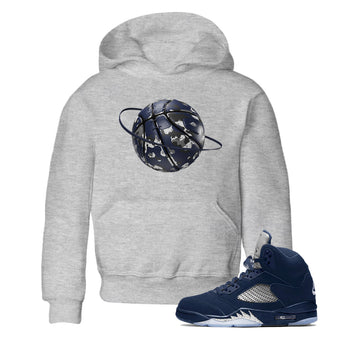 Air Jordan 5 Georgetown shirt to match jordans Camo Basketball Planet sneaker tees AJ5 Georgetown SNRT Sneaker Release Tees Baby Toddler Heather Grey 1 T-Shirt