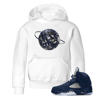 Air Jordan 5 Georgetown shirt to match jordans Camo Basketball Planet sneaker tees AJ5 Georgetown SNRT Sneaker Release Tees Baby Toddler White 1 T-Shirt