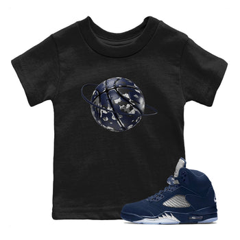 Air Jordan 5 Georgetown shirt to match jordans Camo Basketball Planet sneaker tees AJ5 Georgetown SNRT Sneaker Release Tees Baby Toddler Black 1 T-Shirt