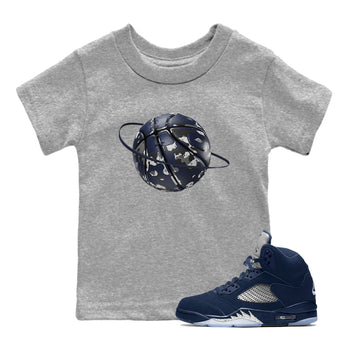 Air Jordan 5 Georgetown shirt to match jordans Camo Basketball Planet sneaker tees AJ5 Georgetown SNRT Sneaker Release Tees Baby Toddler Heather Grey 1 T-Shirt