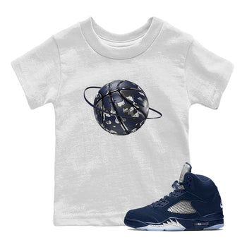 Air Jordan 5 Georgetown shirt to match jordans Camo Basketball Planet sneaker tees AJ5 Georgetown SNRT Sneaker Release Tees Baby Toddler White 1 T-Shirt