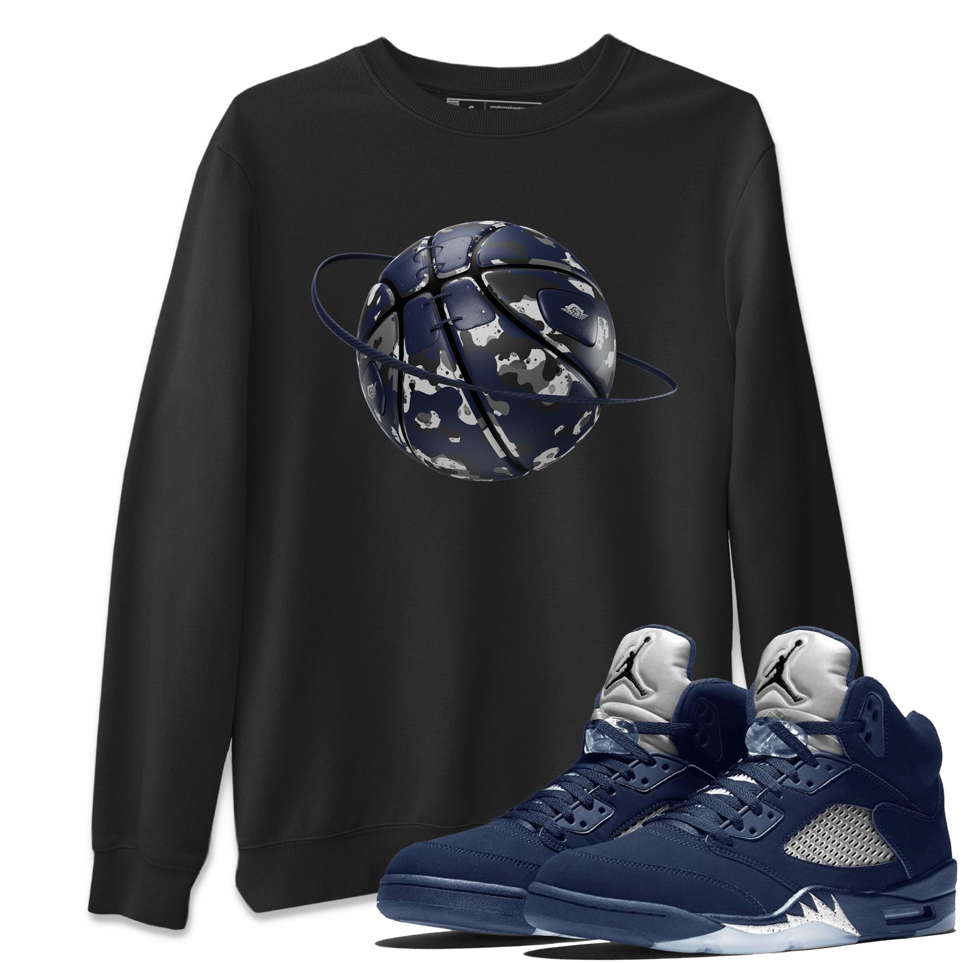 Air Jordan 5 Georgetown shirt to match jordans Camo Basketball Planet sneaker tees AJ5 Georgetown SNRT Sneaker Release Tees Unisex Black 1 T-Shirt