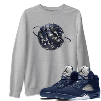 Air Jordan 5 Georgetown shirt to match jordans Camo Basketball Planet sneaker tees AJ5 Georgetown SNRT Sneaker Release Tees Unisex Heather Grey 1 T-Shirt