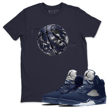 Air Jordan 5 Georgetown shirt to match jordans Camo Basketball Planet sneaker tees AJ5 Georgetown SNRT Sneaker Release Tees Unisex Navy 1 T-Shirt