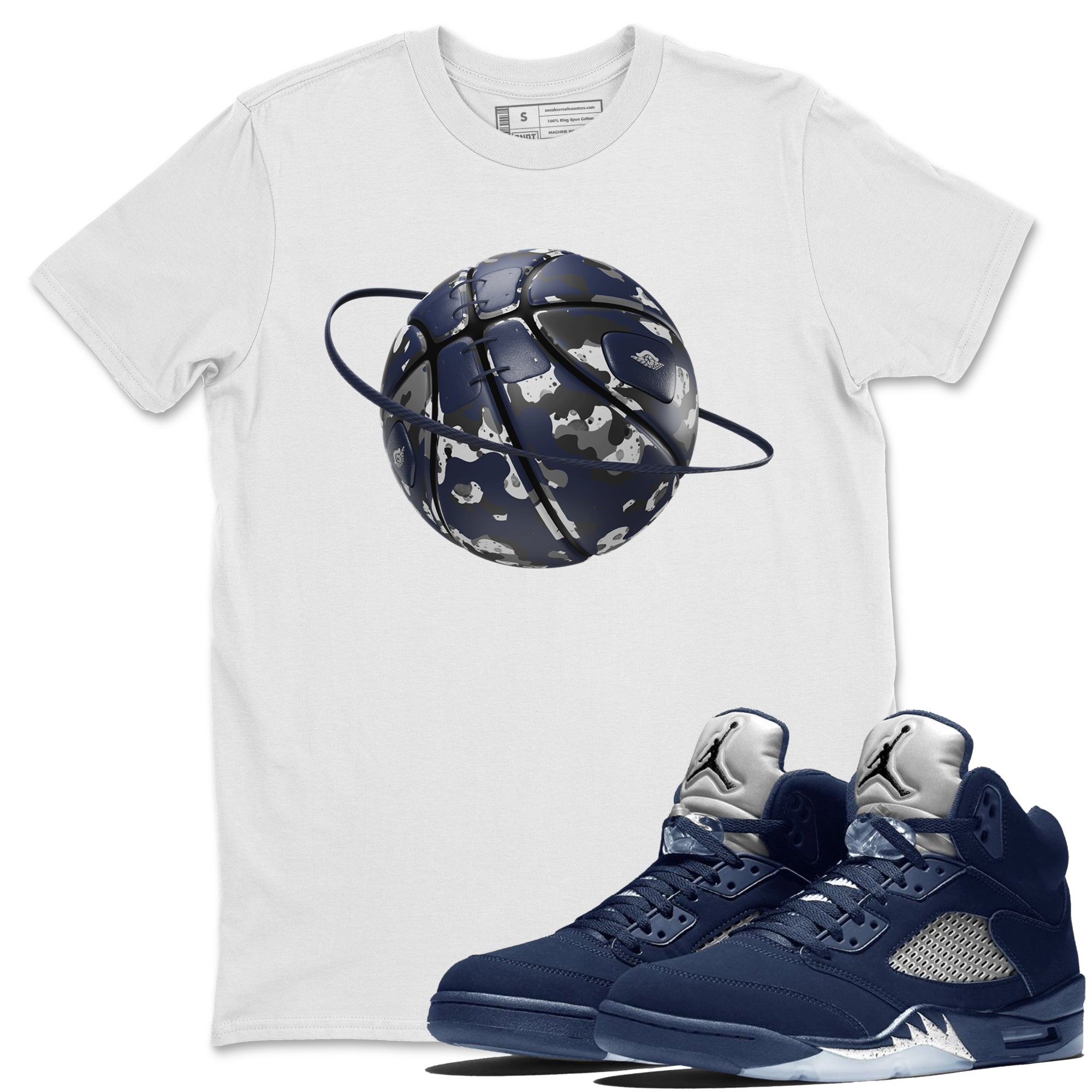 Air Jordan 5 Georgetown shirt to match jordans Camo Basketball Planet sneaker tees AJ5 Georgetown SNRT Sneaker Release Tees Unisex White 1 T-Shirt