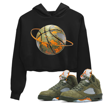 5s Olive shirt to match jordans Camo Basketball Planet sneaker tees Air Jordan 5 Olive SNRT Sneaker Release Tees Black 1 crop length shirt