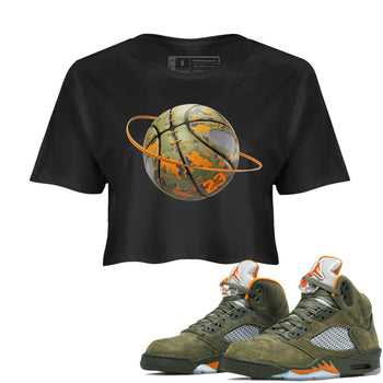 5s Olive shirt to match jordans Camo Basketball Planet sneaker tees Air Jordan 5 Olive SNRT Sneaker Release Tees Black 1 crop length shirt