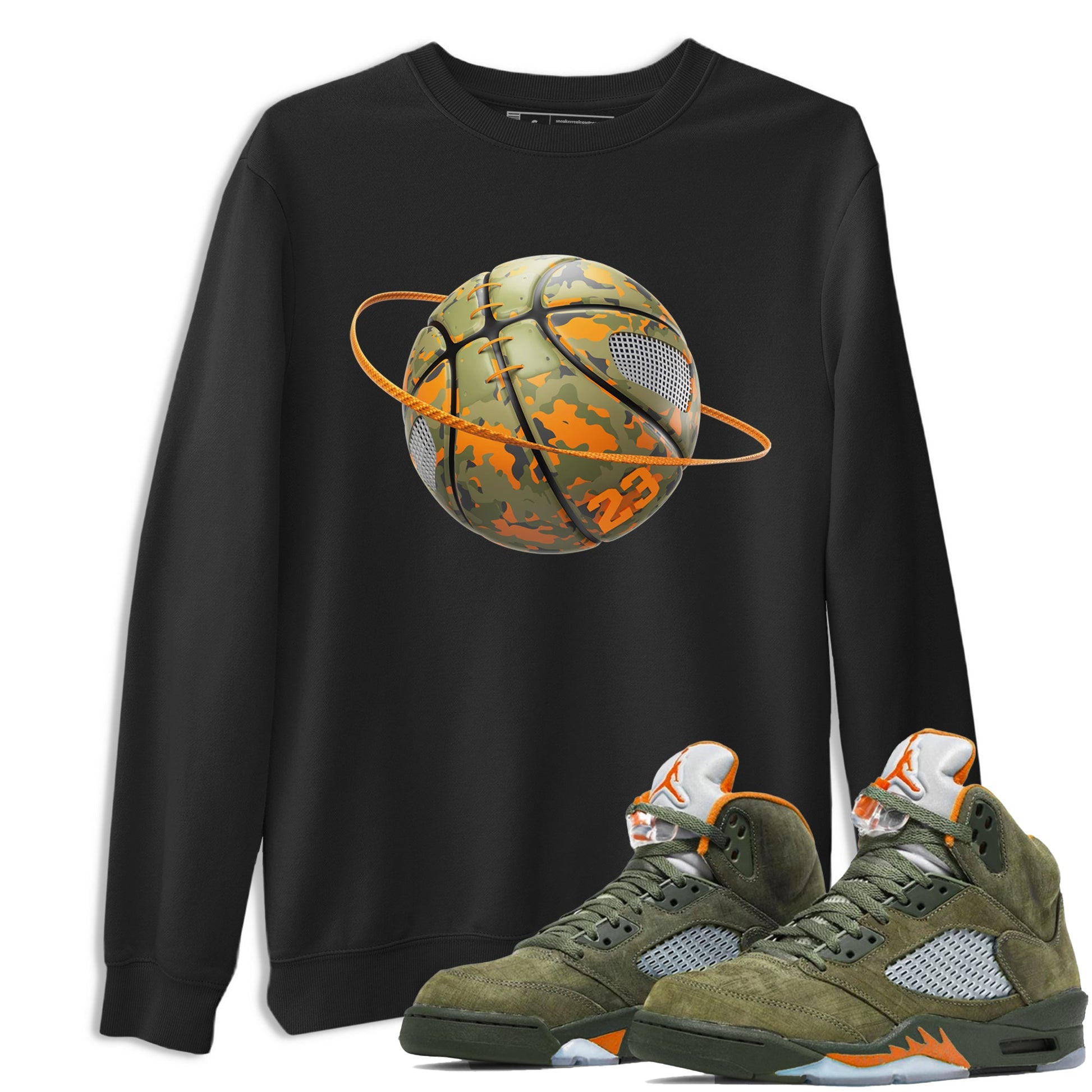 5s Olive shirt to match jordans Camo Basketball Planet sneaker tees Air Jordan 5 Olive SNRT Sneaker Release Tees unisex cotton Black 1 crew neck shirt