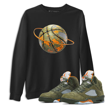 5s Olive shirt to match jordans Camo Basketball Planet sneaker tees Air Jordan 5 Olive SNRT Sneaker Release Tees unisex cotton Black 1 crew neck shirt