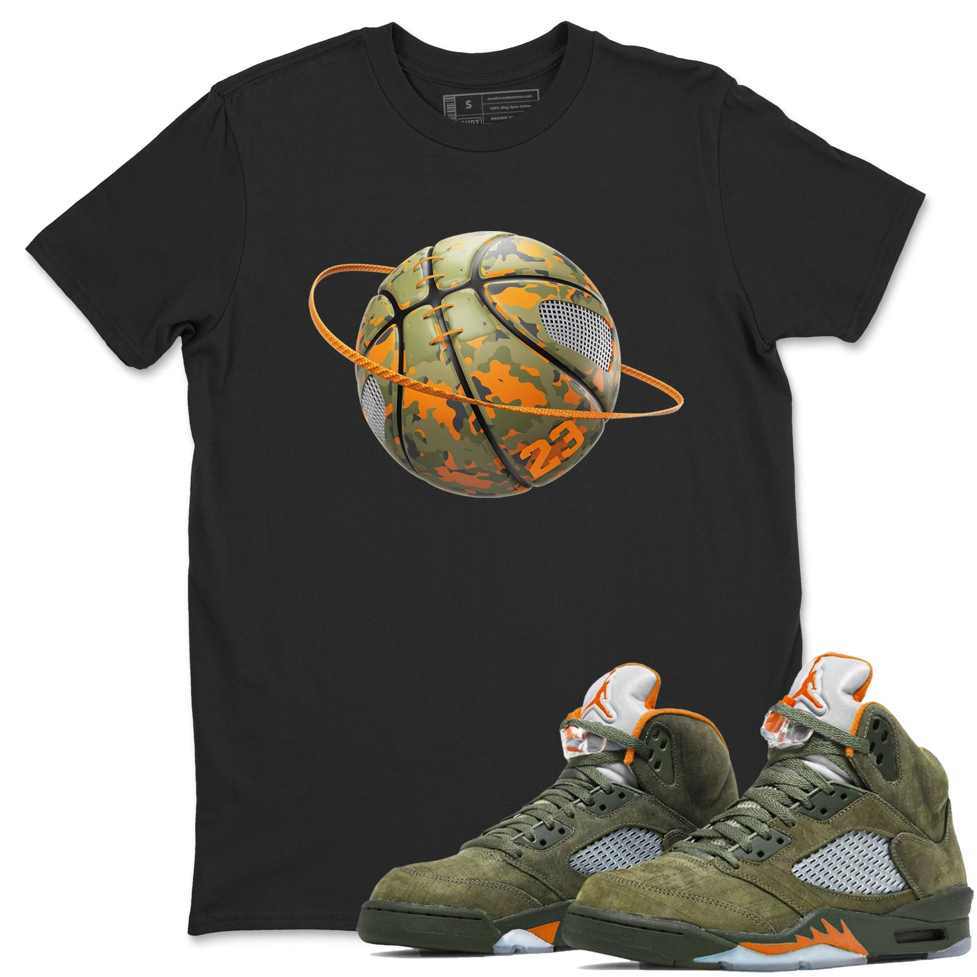 5s Olive shirt to match jordans Camo Basketball Planet sneaker tees Air Jordan 5 Olive SNRT Sneaker Release Tees unisex cotton Black 1 crew neck shirt