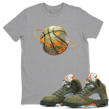 5s Olive shirt to match jordans Camo Basketball Planet sneaker tees Air Jordan 5 Olive SNRT Sneaker Release Tees unisex cotton Heather Grey 1 crew neck shirt