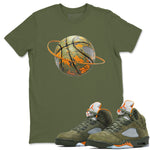 5s Olive shirt to match jordans Camo Basketball Planet sneaker tees Air Jordan 5 Olive SNRT Sneaker Release Tees unisex cotton Military Green 1 crew neck shirt