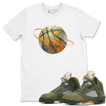 5s Olive shirt to match jordans Camo Basketball Planet sneaker tees Air Jordan 5 Olive SNRT Sneaker Release Tees unisex cotton White 1 crew neck shirt