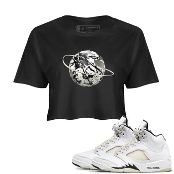 5s Sail shirt to match jordans Camo Basketball Planet sneaker tees Air Jordan 5 Sail SNRT Sneaker Release Tees Black 1 crop length shirt