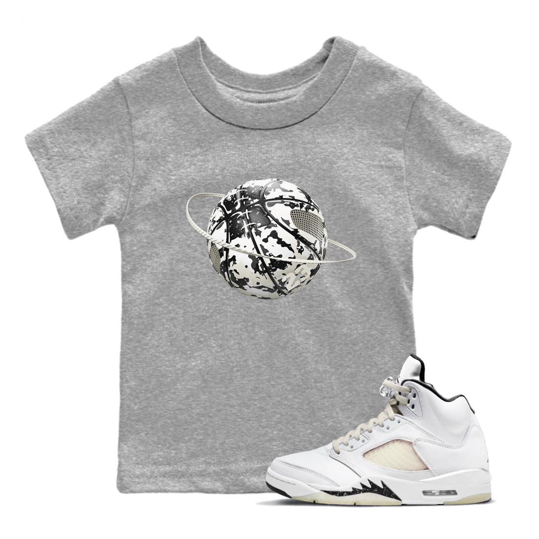 5s Sail shirt to match jordans Camo Basketball Planet sneaker tees Air Jordan 5 Sail SNRT sneaker release tees baby toddler Heather Grey 1 cotton Shirt