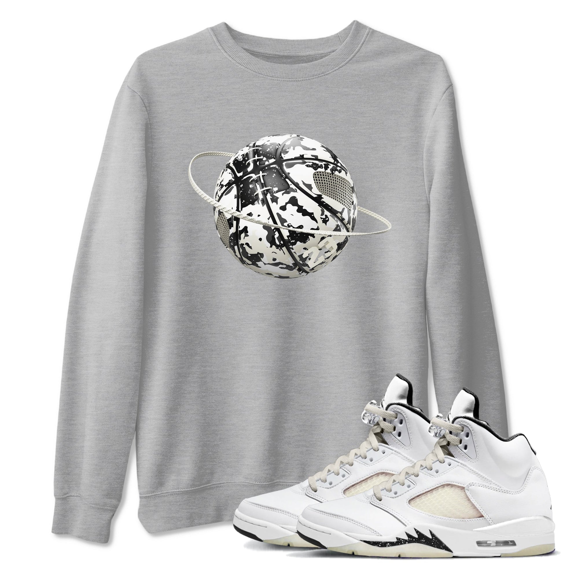 5s Sail shirt to match jordans Camo Basketball Planet sneaker tees Air Jordan 5 Sail SNRT Sneaker Release Tees unisex cotton Heather Grey 1 crew neck shirt