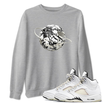 5s Sail shirt to match jordans Camo Basketball Planet sneaker tees Air Jordan 5 Sail SNRT Sneaker Release Tees unisex cotton Heather Grey 1 crew neck shirt