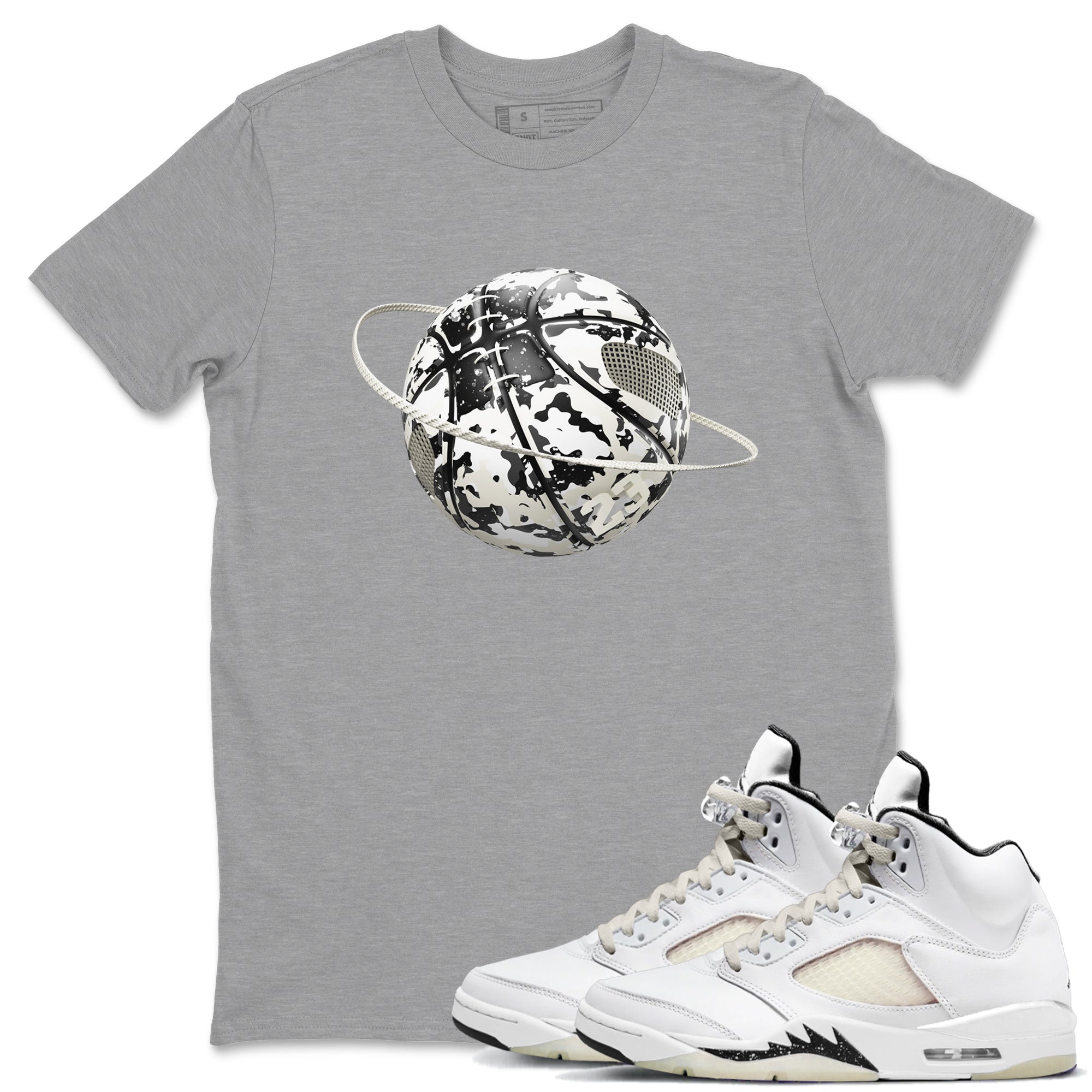 5s Sail shirt to match jordans Camo Basketball Planet sneaker tees Air Jordan 5 Sail SNRT Sneaker Release Tees unisex cotton Heather Grey 1 crew neck shirt