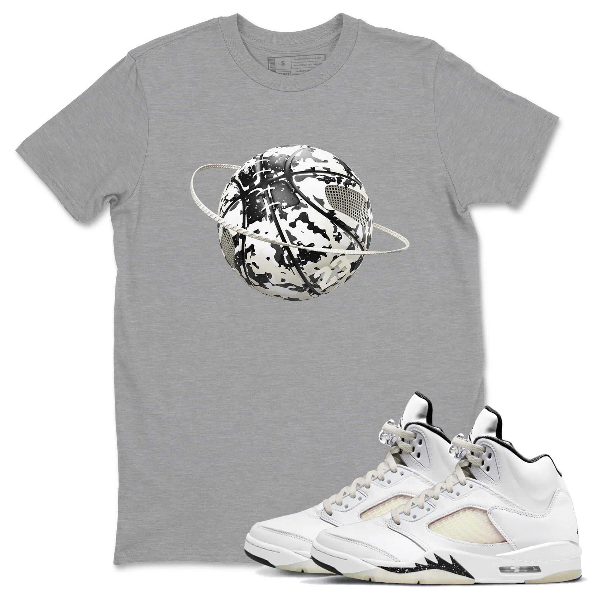 5s Sail shirt to match jordans Camo Basketball Planet sneaker tees Air Jordan 5 Sail SNRT Sneaker Release Tees unisex cotton Heather Grey 1 crew neck shirt