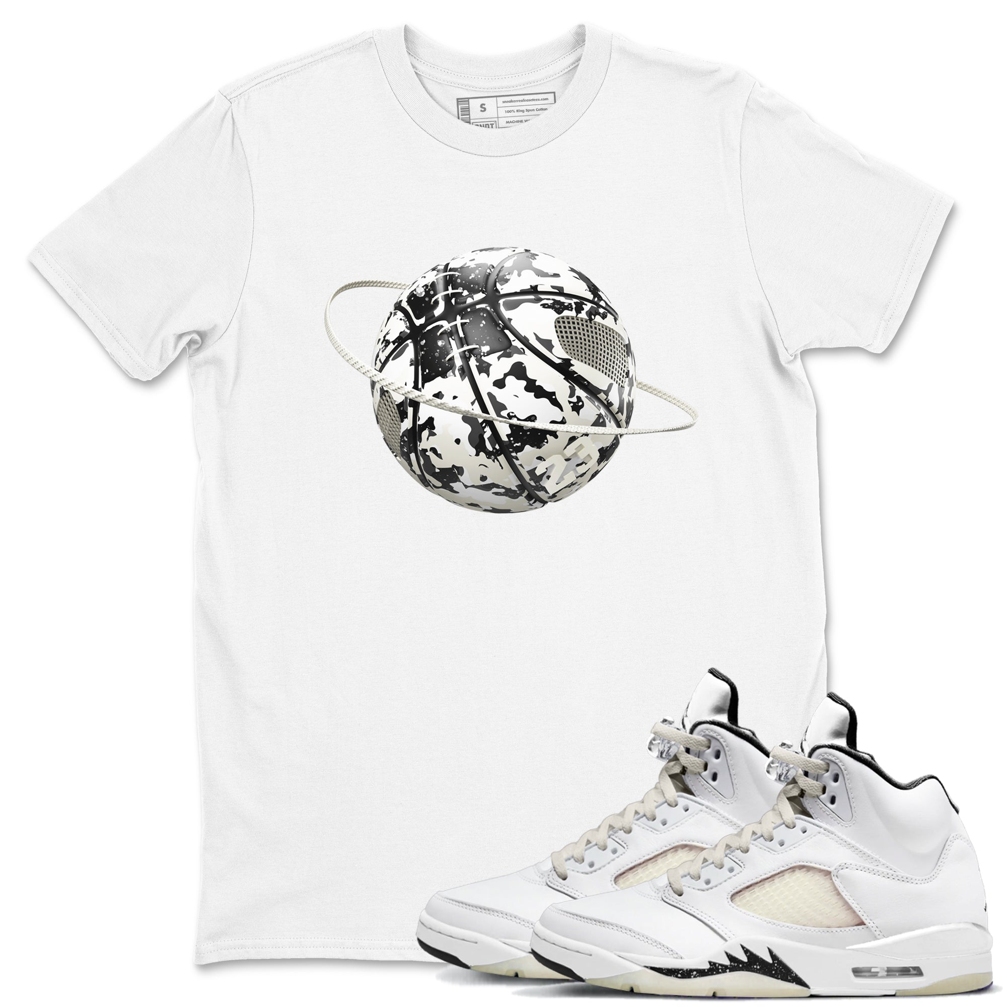 5s Sail shirt to match jordans Camo Basketball Planet sneaker tees Air Jordan 5 Sail SNRT Sneaker Release Tees unisex cotton White 1 crew neck shirt