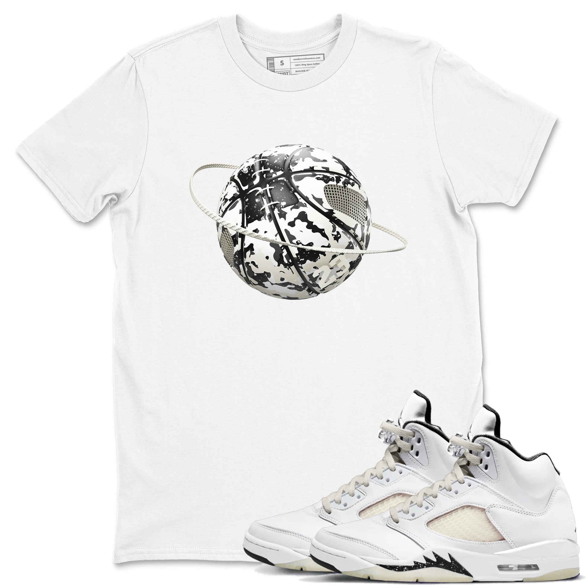 5s Sail shirt to match jordans Camo Basketball Planet sneaker tees Air Jordan 5 Sail SNRT Sneaker Release Tees unisex cotton White 1 crew neck shirt